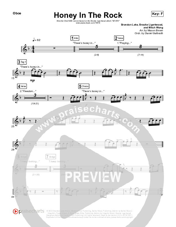 Honey In The Rock (Worship Choir SAB) Wind Pack (Brooke Ligertwood / Arr. Mason Brown)