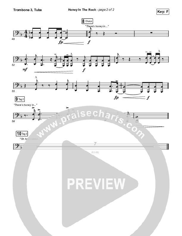 Honey In The Rock (Worship Choir SAB) Trombone 3/Tuba (Brooke Ligertwood / Arr. Mason Brown)