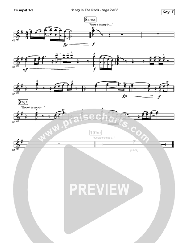 Honey In The Rock (Worship Choir SAB) Trumpet 1,2 (Brooke Ligertwood / Arr. Mason Brown)