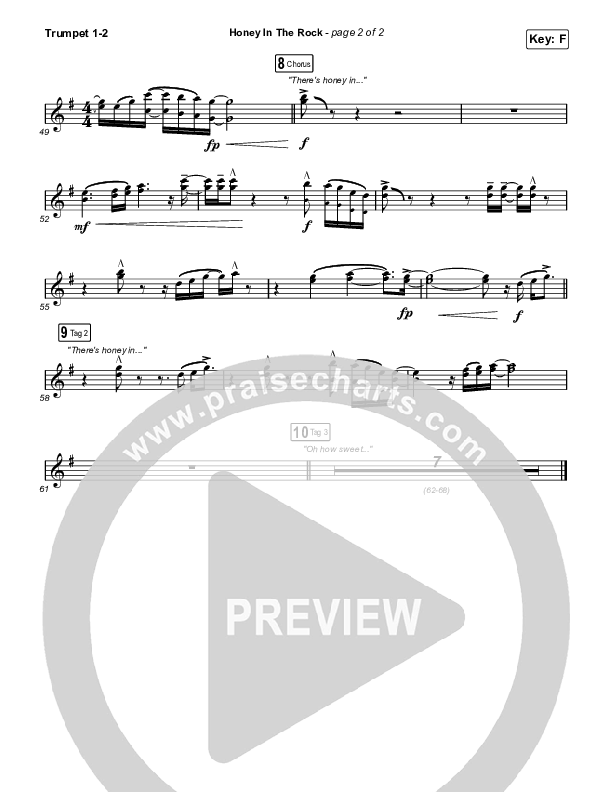 Honey In The Rock (Worship Choir SAB) Trumpet 1,2 (Brooke Ligertwood / Arr. Mason Brown)