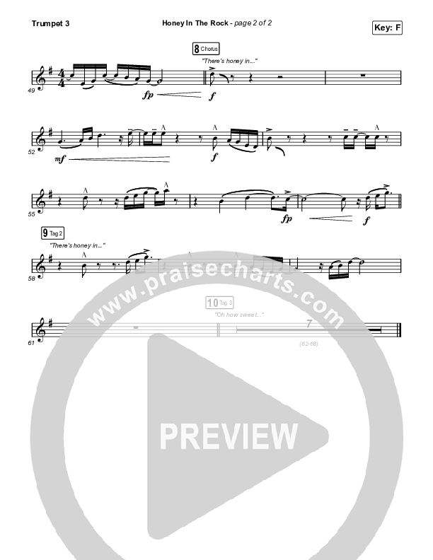 Honey In The Rock (Worship Choir SAB) Trumpet 3 (Brooke Ligertwood / Arr. Mason Brown)