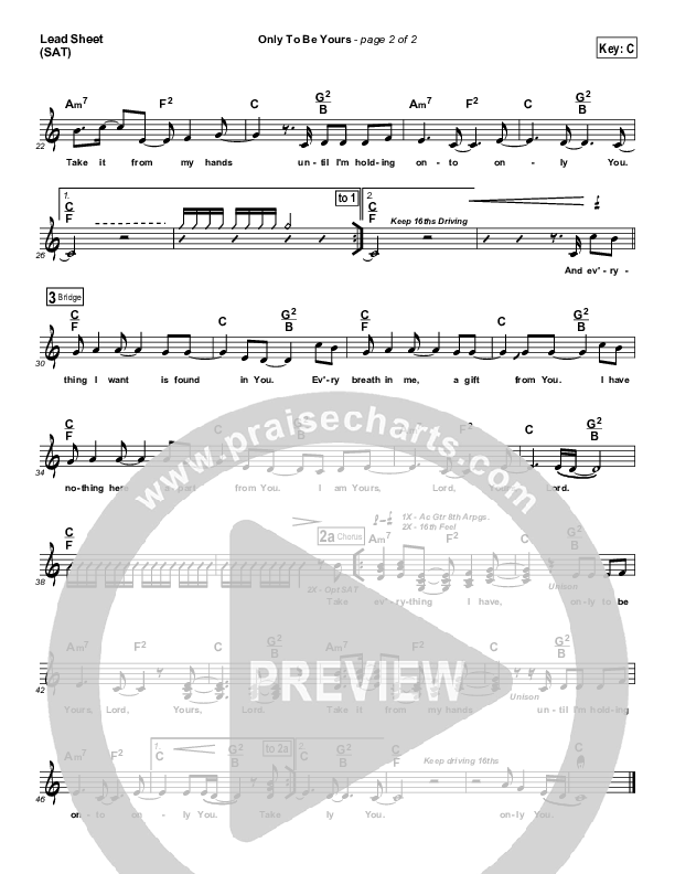 Only To Be Yours Lead Sheet (Meredith Andrews)