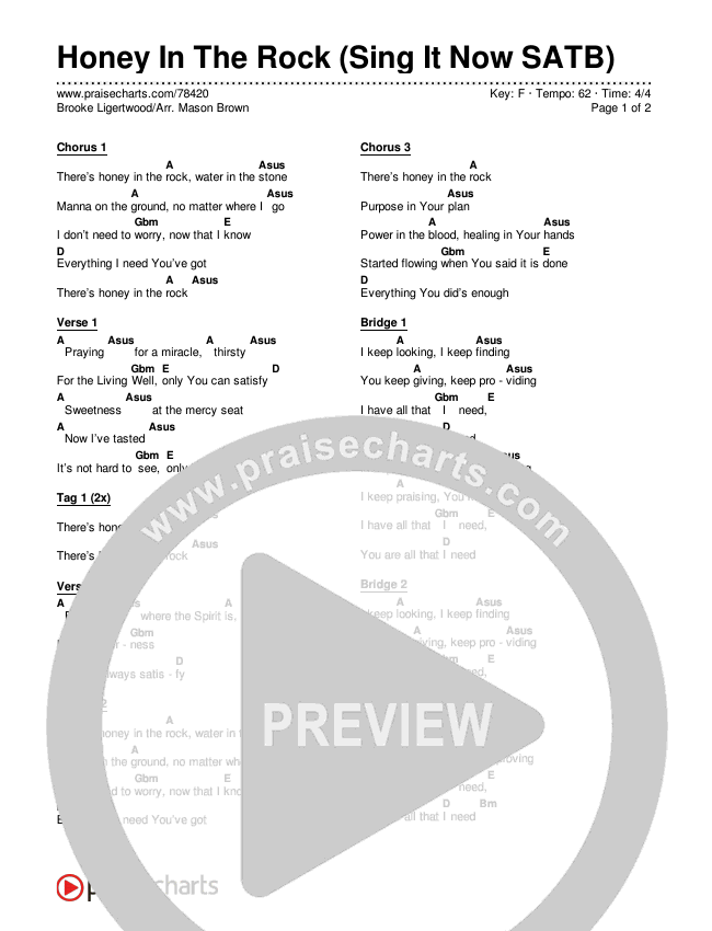 Honey In The Rock (Sing It Now SATB) Chords & Lyrics (Brooke Ligertwood / Arr. Mason Brown)