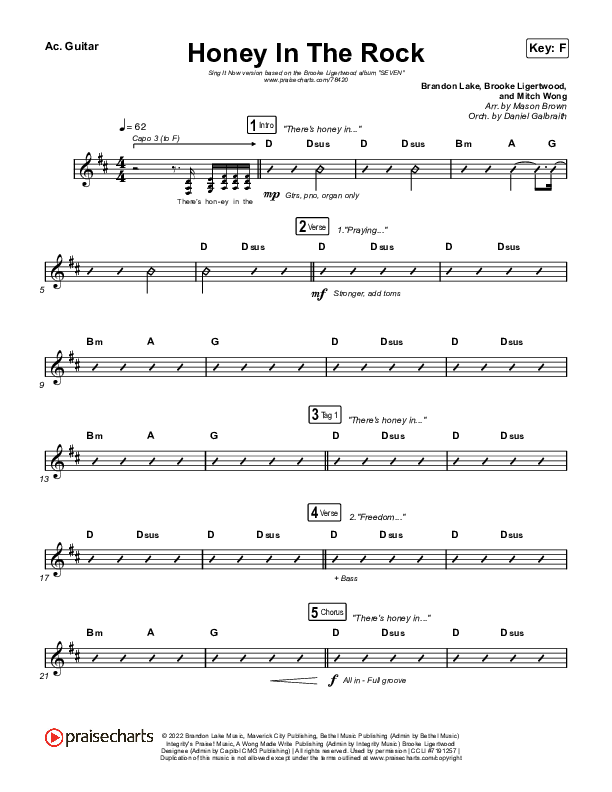 Honey In The Rock (Sing It Now SATB) Acoustic Guitar (Brooke Ligertwood / Arr. Mason Brown)