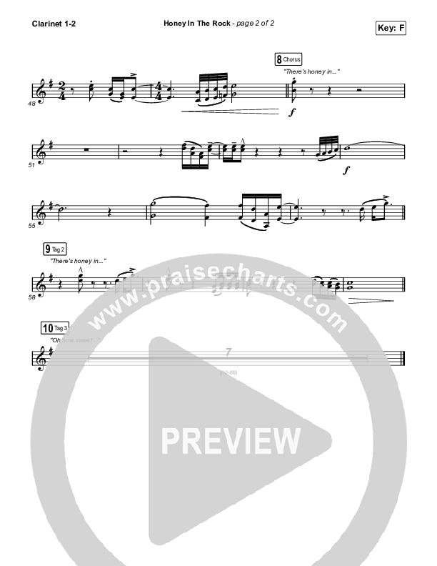 Honey In The Rock (Sing It Now SATB) Clarinet 1/2 (Brooke Ligertwood / Arr. Mason Brown)