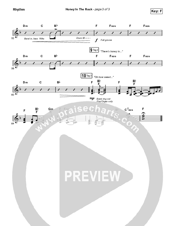 Honey In The Rock (Sing It Now SATB) Rhythm Chart (Brooke Ligertwood / Arr. Mason Brown)