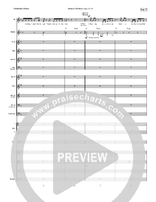 Honey In The Rock (Unison/2-Part Choir) Conductor's Score (Brooke Ligertwood / Arr. Mason Brown)