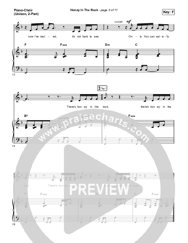 Honey In The Rock (Unison/2-Part Choir) Piano/Choir  (Uni/2-Part) (Brooke Ligertwood / Arr. Mason Brown)