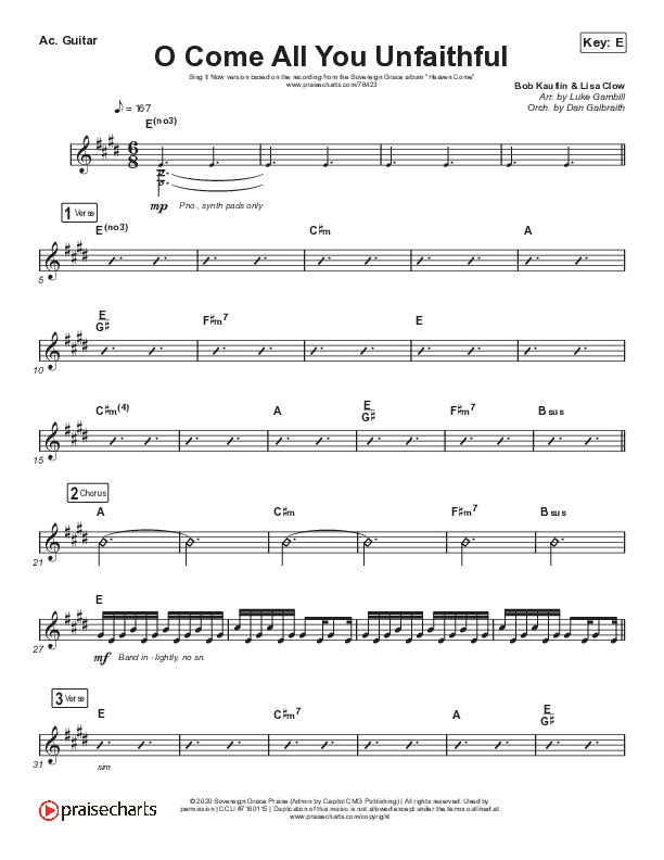 O Come All You Unfaithful (Sing It Now SATB) Acoustic Guitar (Sovereign Grace / Arr. Luke Gambill)