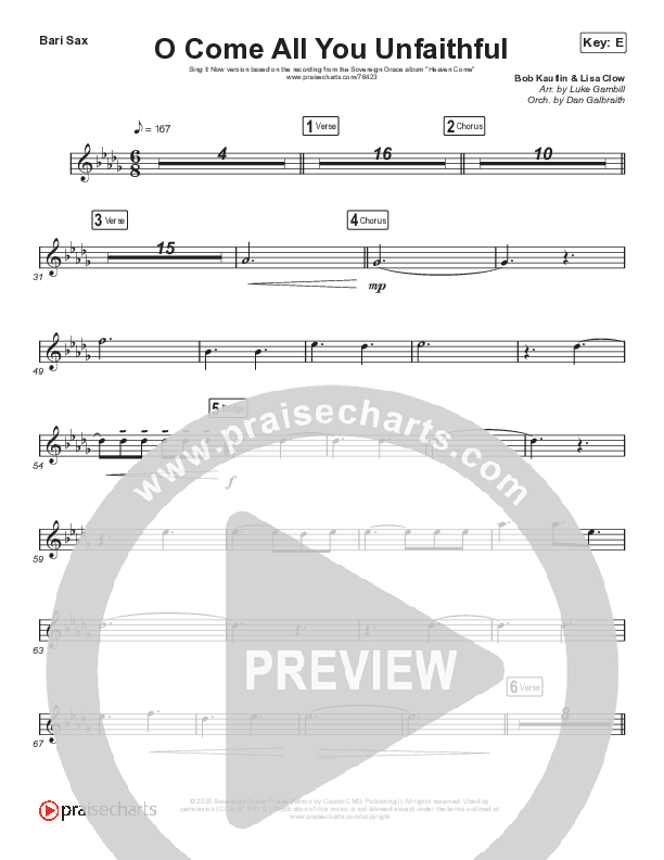 O Come All You Unfaithful (Sing It Now SATB) Bari Sax (Sovereign Grace / Arr. Luke Gambill)