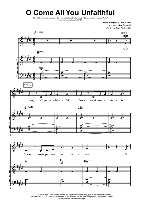 O Come All You Unfaithful (Sing It Now SATB) Octavo (SATB & Pno) (Sovereign Grace / Arr. Luke Gambill)