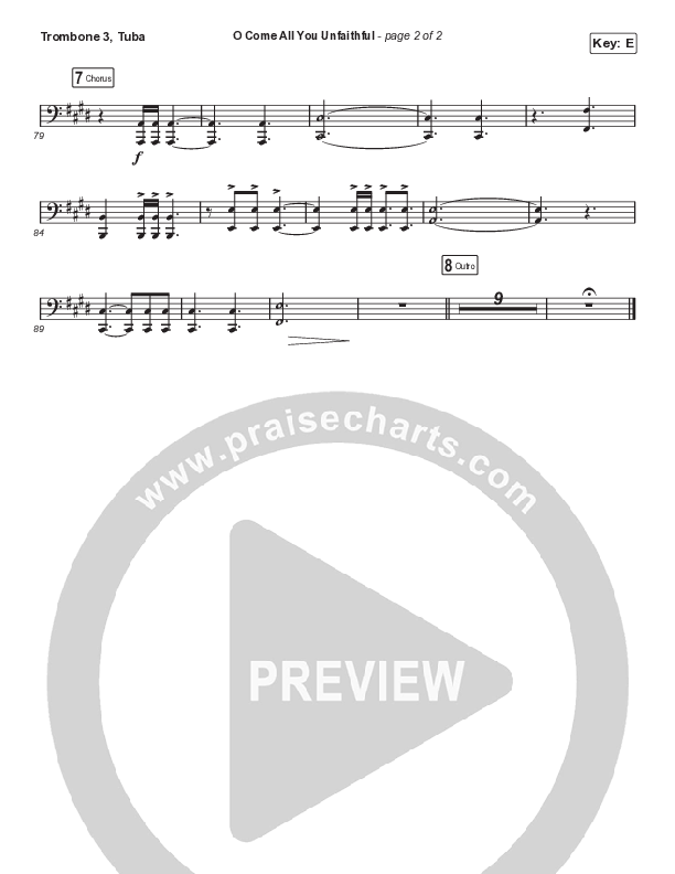 O Come All You Unfaithful (Sing It Now SATB) Trombone 3/Tuba (Sovereign Grace / Arr. Luke Gambill)