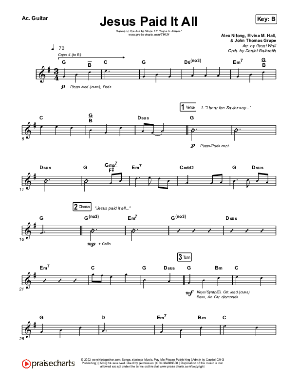 Jesus Paid It All Acoustic Guitar (Austin Stone Worship)