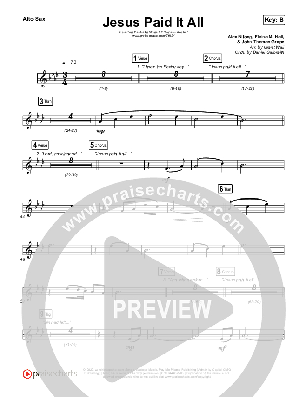 Jesus Paid It All Sax Pack (Austin Stone Worship)