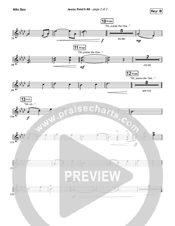 Jesus Paid It All Sax Pack (Austin Stone Worship)