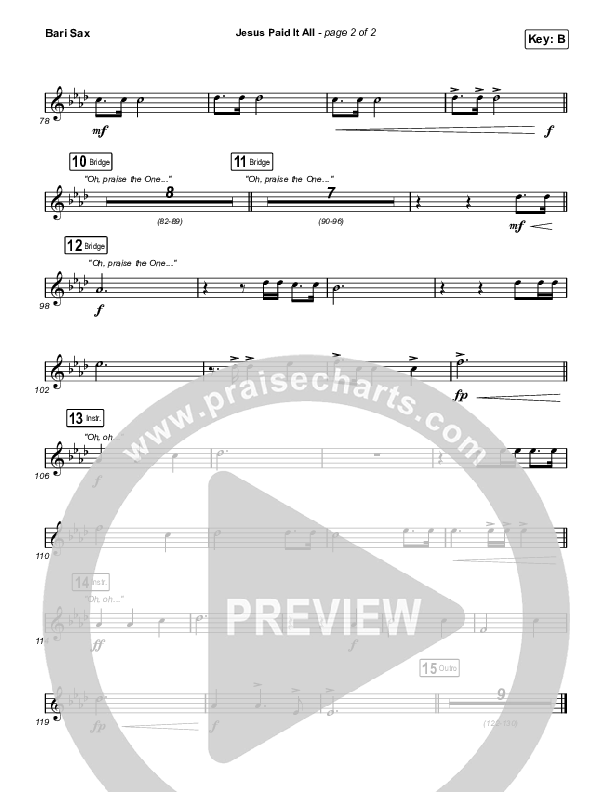 Jesus Paid It All Bari Sax (Austin Stone Worship)