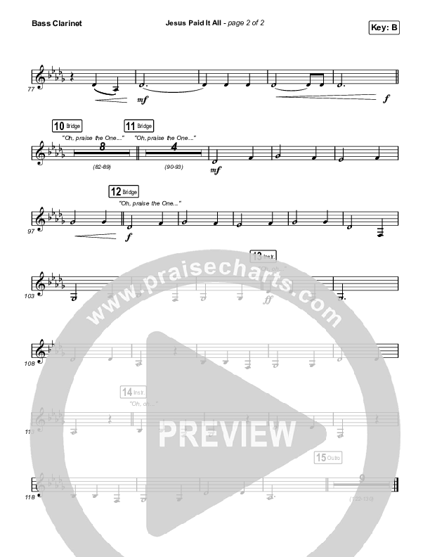 Jesus Paid It All Bass Clarinet (Austin Stone Worship)