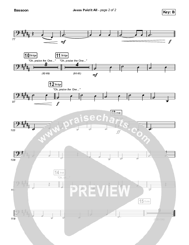 Jesus Paid It All Bassoon (Austin Stone Worship)