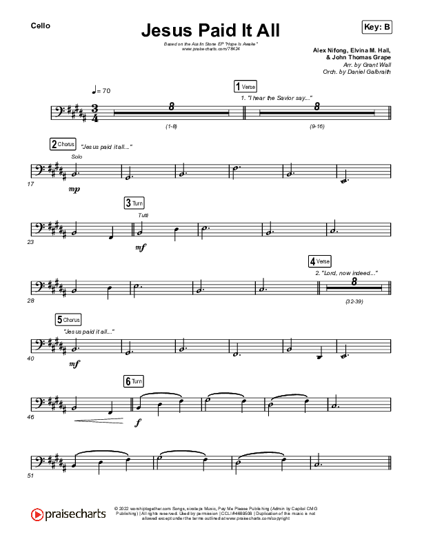 Jesus Paid It All Cello (Austin Stone Worship)