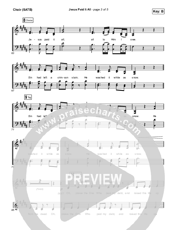 Jesus Paid It All Choir Sheet (SATB) (Austin Stone Worship)