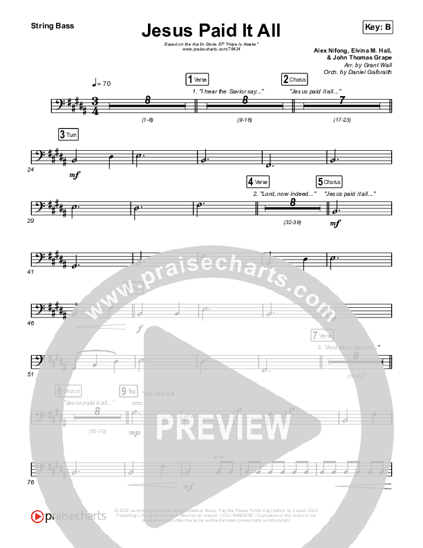 Jesus Paid It All Double Bass (Austin Stone Worship)