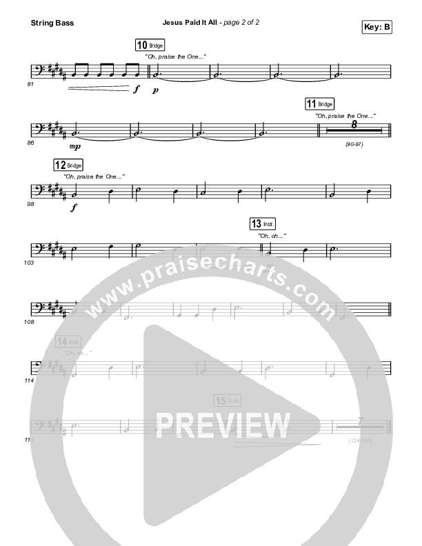 Jesus Paid It All Double Bass (Austin Stone Worship)