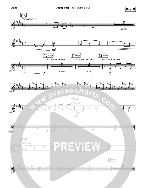 Jesus Paid It All Oboe (Austin Stone Worship)