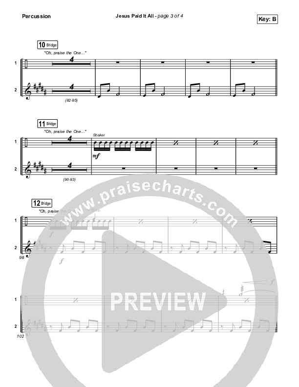 Jesus Paid It All Percussion (Austin Stone Worship)