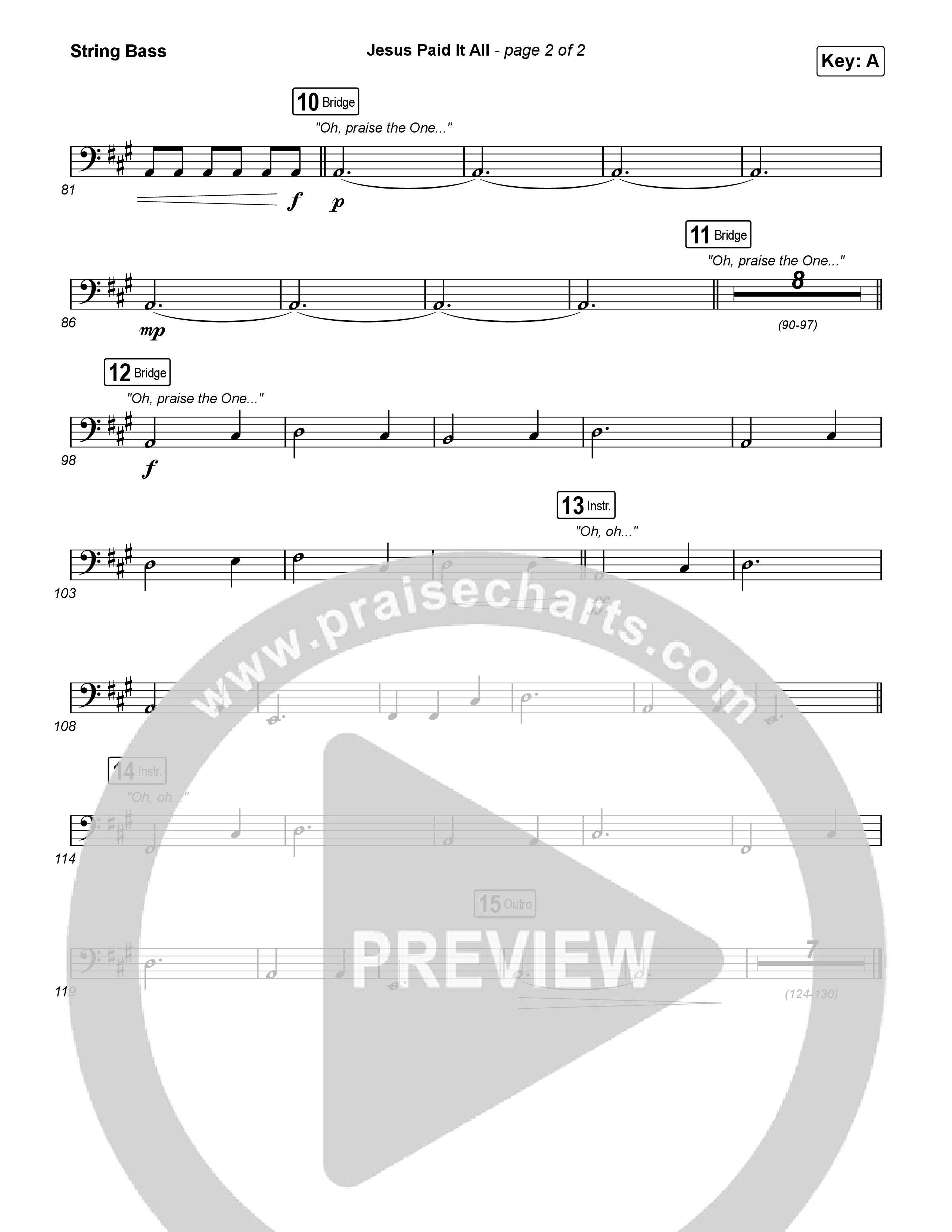 Jesus Paid It All String Bass (Austin Stone Worship)