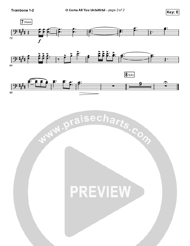 O Come All You Unfaithful (Worship Choir SAB) Trombone 1/2 (Sovereign Grace / Arr. Luke Gambill)