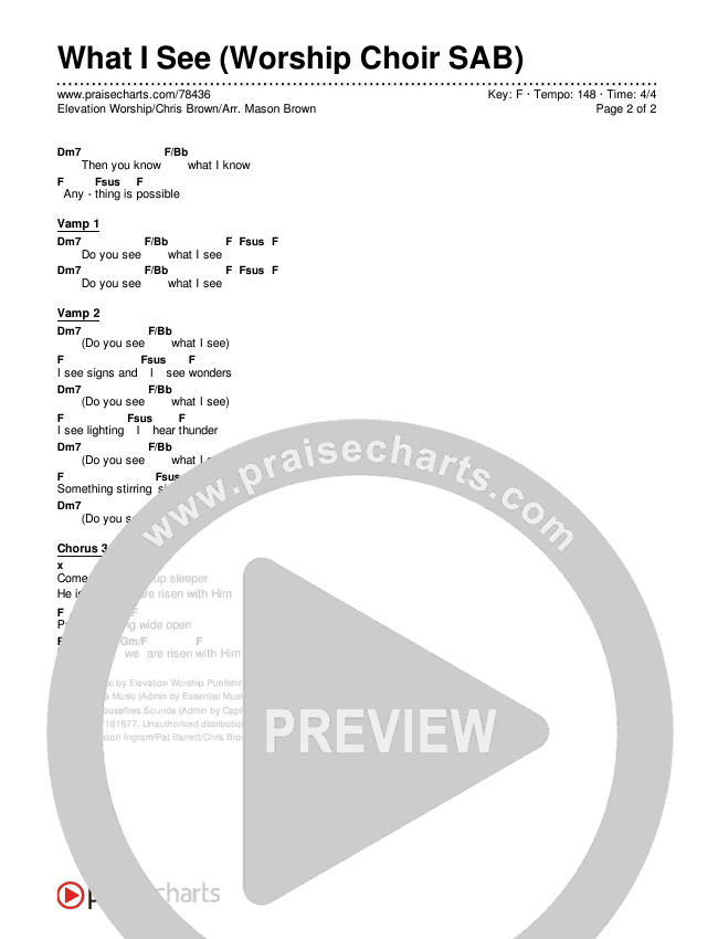 What I See (Worship Choir SAB) Chords & Lyrics (Elevation Worship / Chris Brown / Arr. Mason Brown)