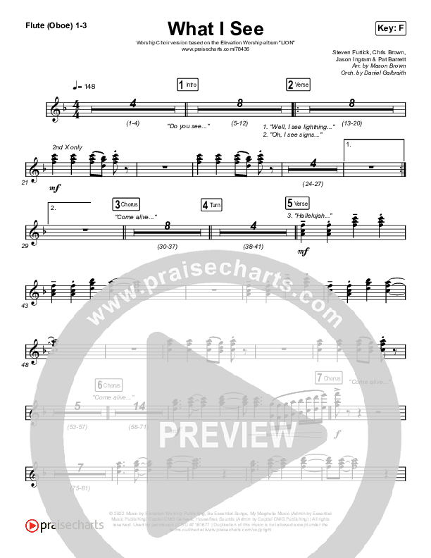 What I See (Worship Choir SAB) Flute/Oboe 1/2/3 (Elevation Worship / Chris Brown / Arr. Mason Brown)