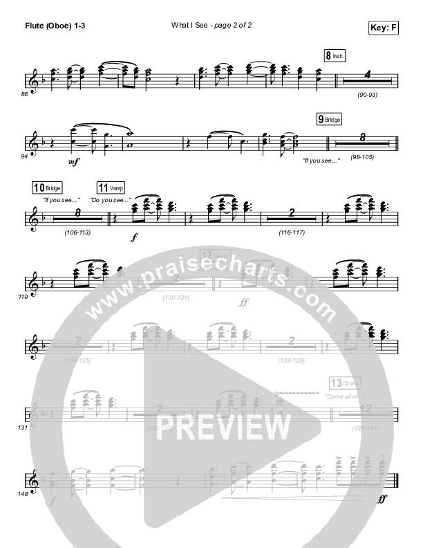 What I See (Worship Choir SAB) Flute/Oboe 1/2/3 (Elevation Worship / Chris Brown / Arr. Mason Brown)