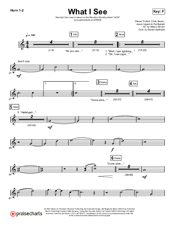 What I See (Worship Choir SAB) French Horn 1/2 (Elevation Worship / Chris Brown / Arr. Mason Brown)