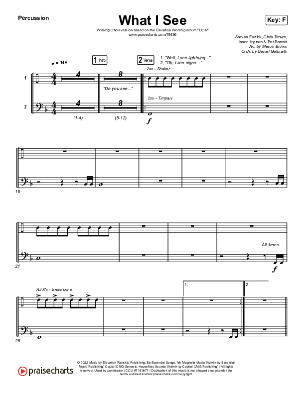 What I See (Worship Choir SAB) Percussion (Elevation Worship / Chris Brown / Arr. Mason Brown)