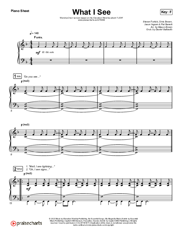 What I See (Worship Choir SAB) Piano Sheet (Elevation Worship / Chris Brown / Arr. Mason Brown)