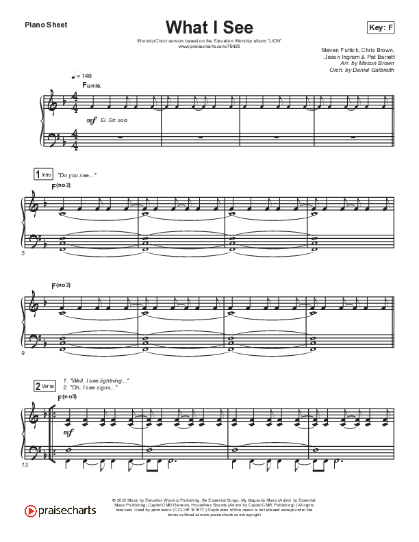 What I See (Worship Choir SAB) Piano Sheet (Elevation Worship / Chris Brown / Arr. Mason Brown)