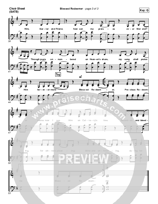 Blessed Redeemer Choir Sheet (SATB) (Casting Crowns)