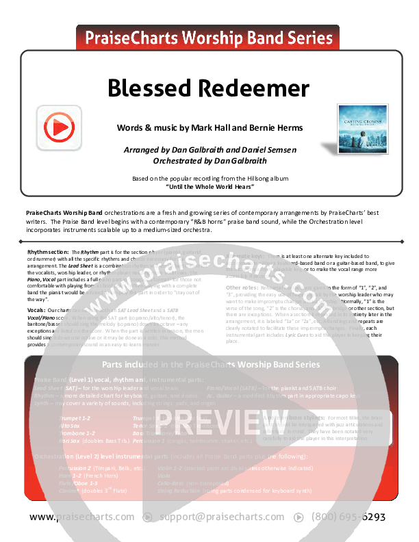 Blessed Redeemer Cover Sheet (Casting Crowns)