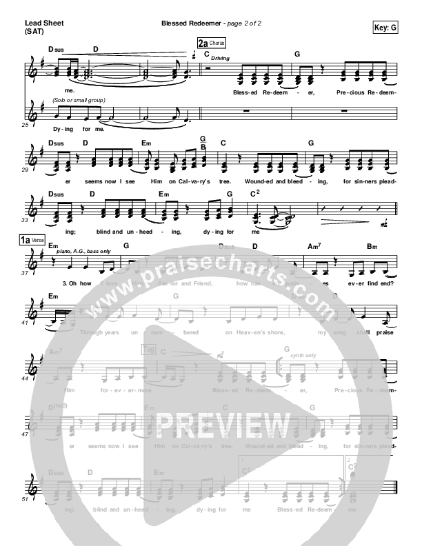 Blessed Redeemer Lead Sheet (SAT) (Casting Crowns)