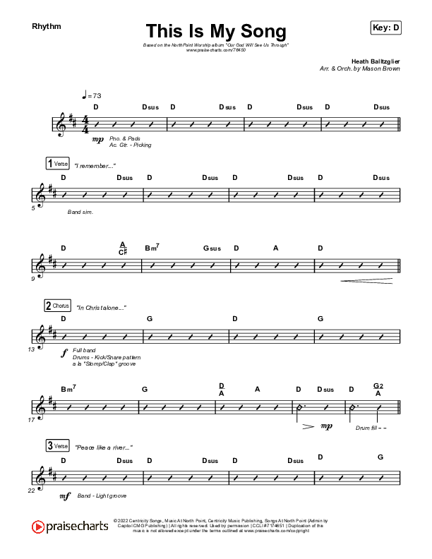 This Is My Song (Live) Rhythm Chart (North Point Worship)