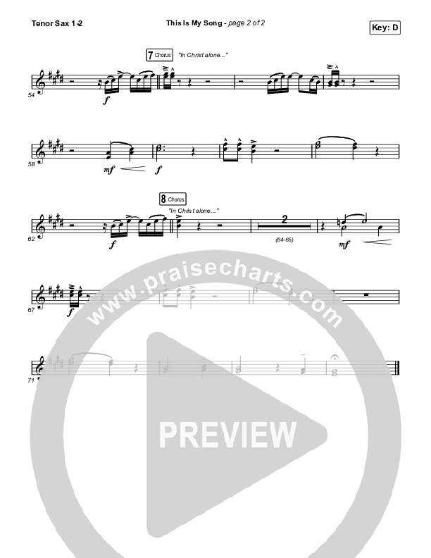 This Is My Song (Live) Tenor Sax 1/2 (North Point Worship)