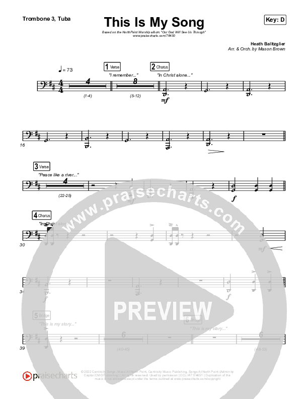 This Is My Song (Live) Trombone 3/Tuba (North Point Worship)