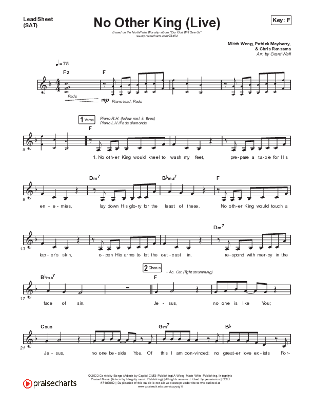 No Other King (Live) Lead Sheet (SAT) (North Point Worship)