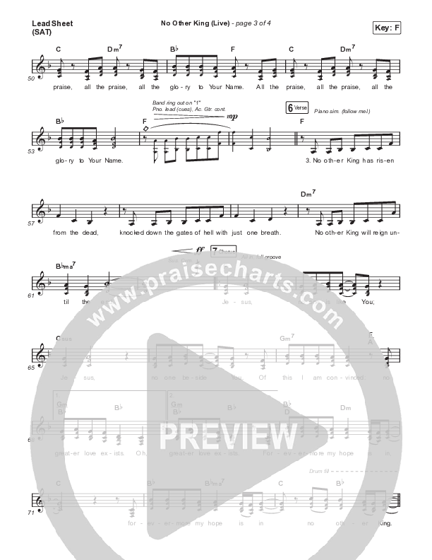 No Other King (Live) Lead Sheet (SAT) (North Point Worship)