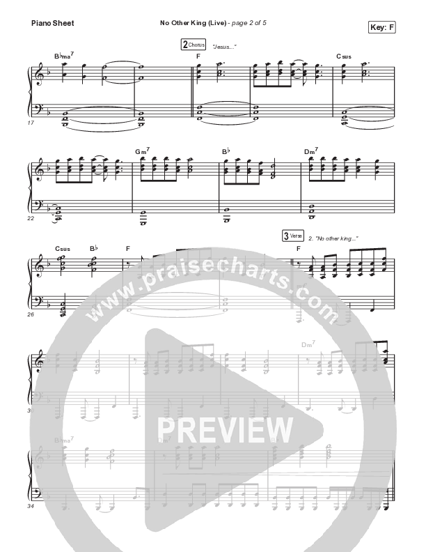 No Other King (Live) Piano Sheet (North Point Worship)