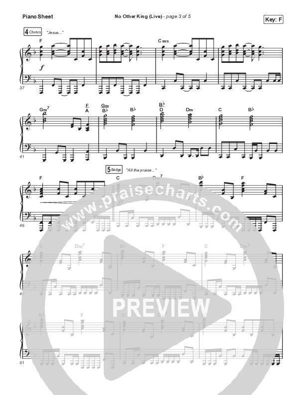 No Other King (Live) Piano Sheet (North Point Worship)