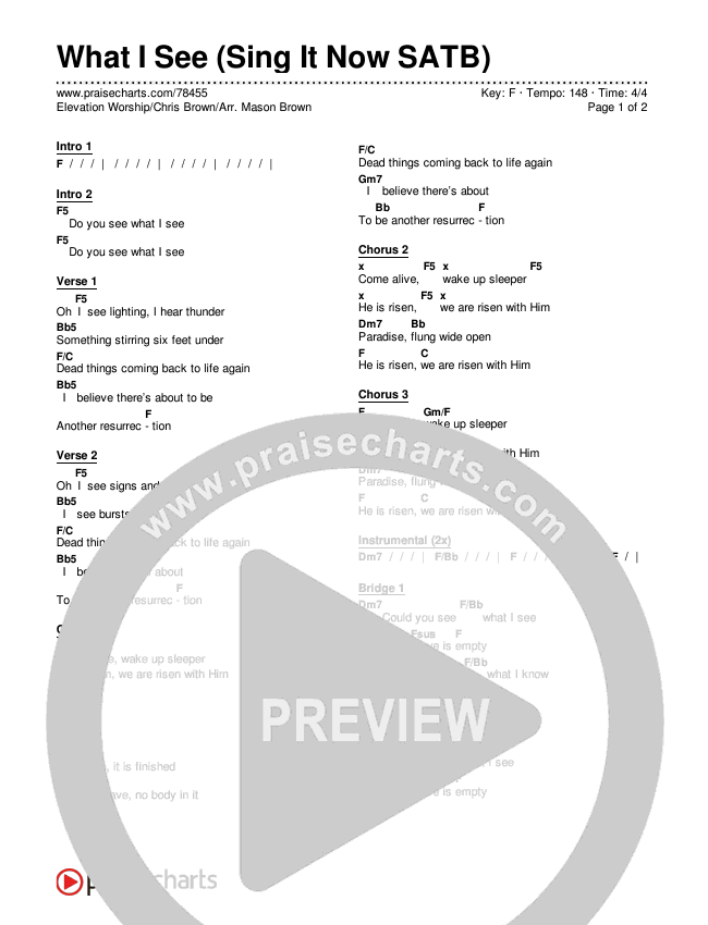 What I See (Sing It Now SATB) Chords & Lyrics (Elevation Worship / Chris Brown / Arr. Mason Brown)