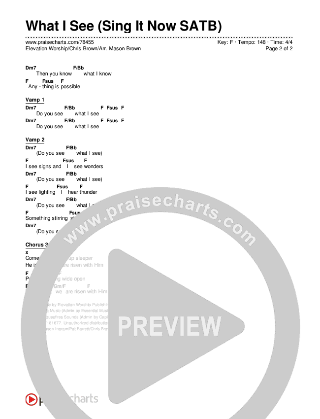 What I See (Sing It Now SATB) Chords & Lyrics (Elevation Worship / Chris Brown / Arr. Mason Brown)