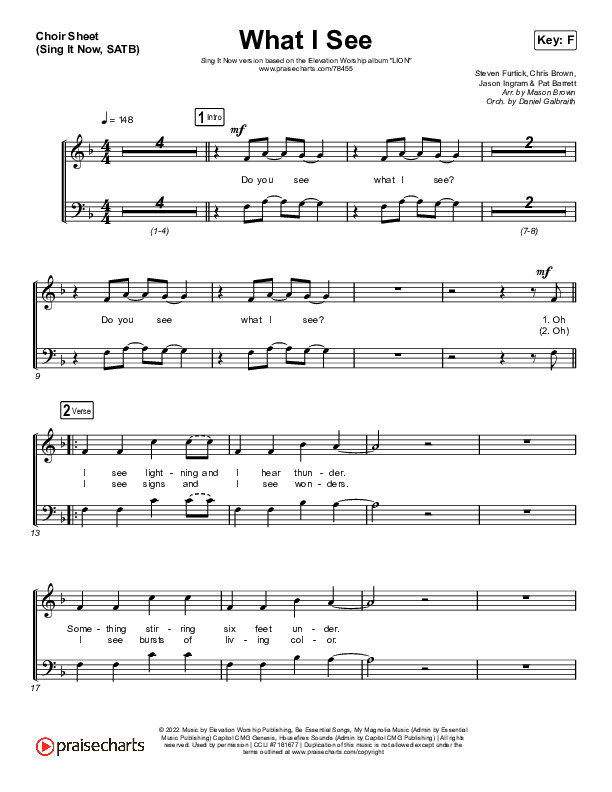 What I See (Sing It Now SATB) Choir Sheet (SATB) (Elevation Worship / Chris Brown / Arr. Mason Brown)